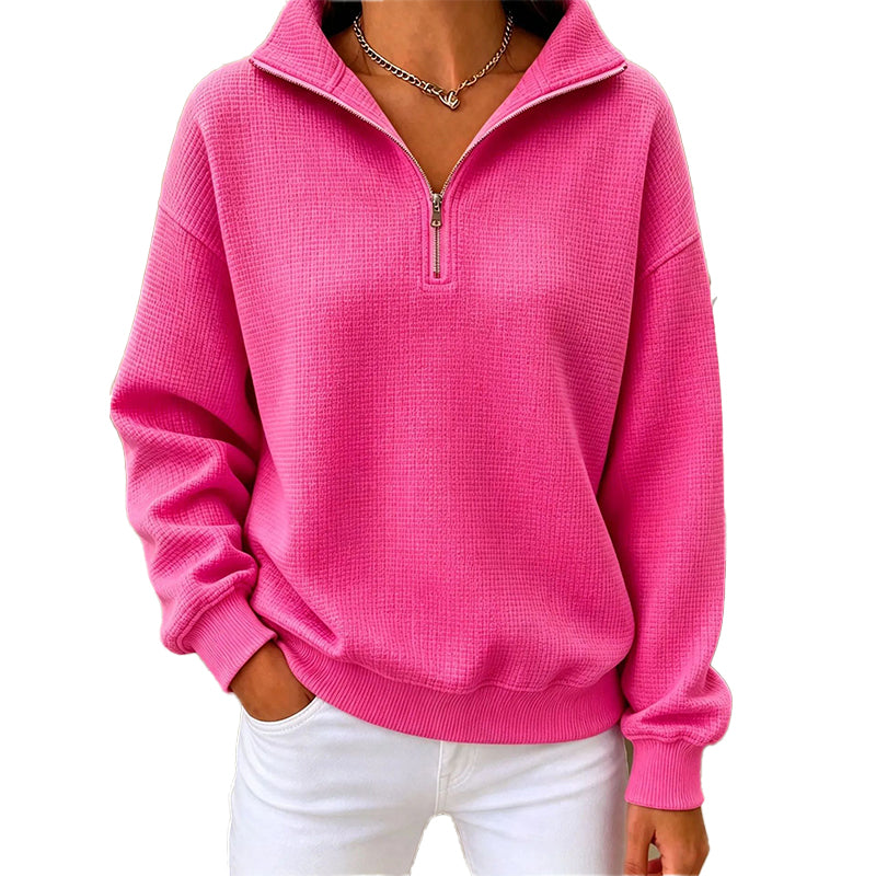 📢📢50%Rabatt!!!🎉✨Damen gestepptes Grid-Sweatshirt mit halbem Reißverschluss
