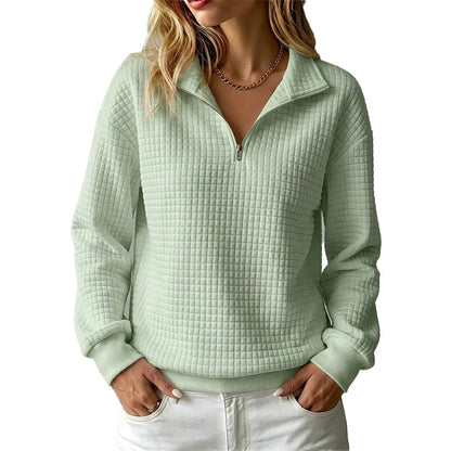 📢📢50%Rabatt!!!🎉✨Damen gestepptes Grid-Sweatshirt mit halbem Reißverschluss