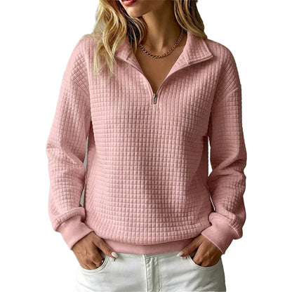 📢📢50%Rabatt!!!🎉✨Damen gestepptes Grid-Sweatshirt mit halbem Reißverschluss