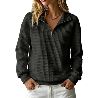 📢📢50%Rabatt!!!🎉✨Damen gestepptes Grid-Sweatshirt mit halbem Reißverschluss