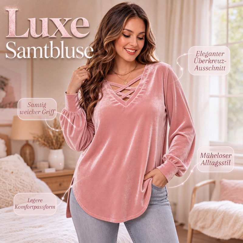 📢📢50%Rabatt!!!🎉✨Samt-Oberteil für Damen mit V-Ausschnitt & überkreuztem Design