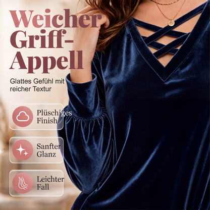 📢📢50%Rabatt!!!🎉✨Samt-Oberteil für Damen mit V-Ausschnitt & überkreuztem Design