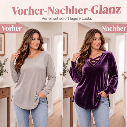 📢📢50%Rabatt!!!🎉✨Samt-Oberteil für Damen mit V-Ausschnitt & überkreuztem Design