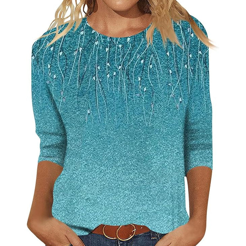 📢📢50%Rabatt!!!🎉✨Damen T-Shirt mit modischem Print & Rundhalsausschnitt