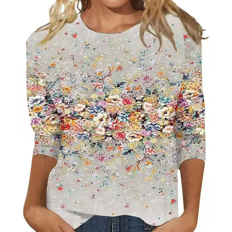 📢📢50%Rabatt!!!🎉✨Damen T-Shirt mit modischem Print & Rundhalsausschnitt