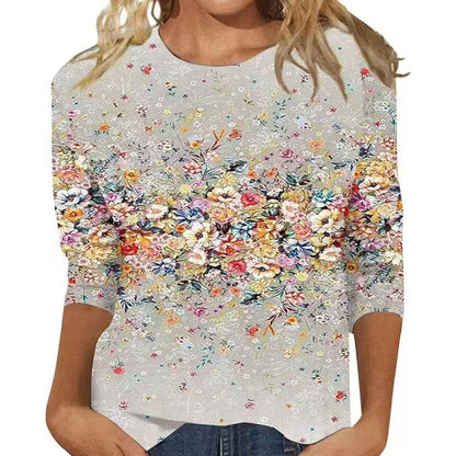📢📢50%Rabatt!!!🎉✨Damen T-Shirt mit modischem Print & Rundhalsausschnitt