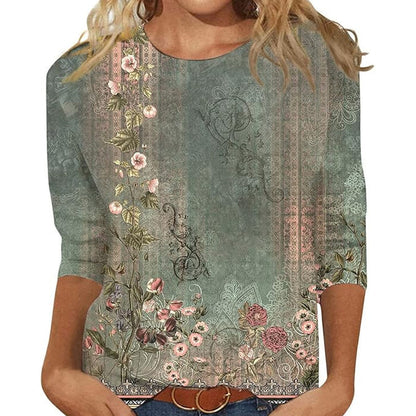 📢📢50%Rabatt!!!🎉✨Damen T-Shirt mit modischem Print & Rundhalsausschnitt