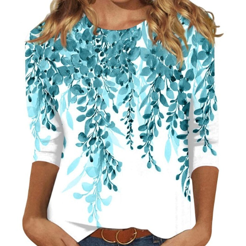 📢📢50%Rabatt!!!🎉✨Damen T-Shirt mit modischem Print & Rundhalsausschnitt