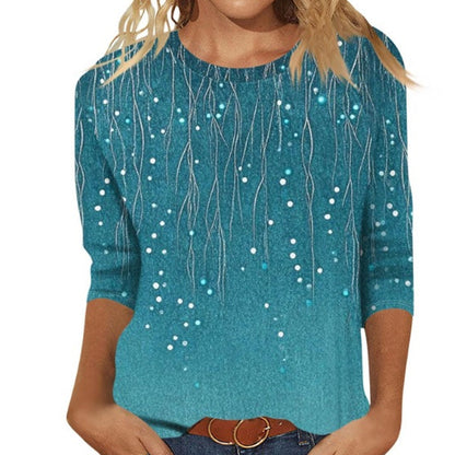📢📢50%Rabatt!!!🎉✨Damen T-Shirt mit modischem Print & Rundhalsausschnitt