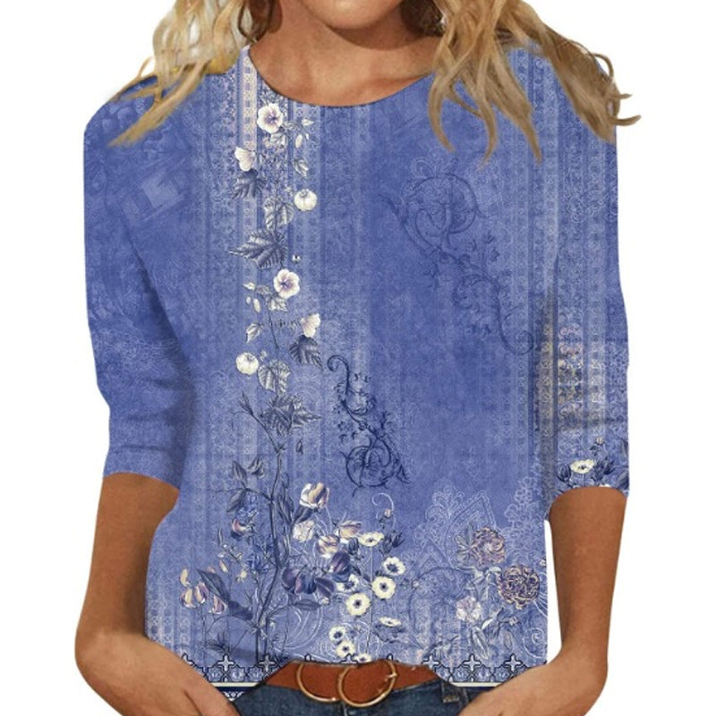 📢📢50%Rabatt!!!🎉✨Damen T-Shirt mit modischem Print & Rundhalsausschnitt