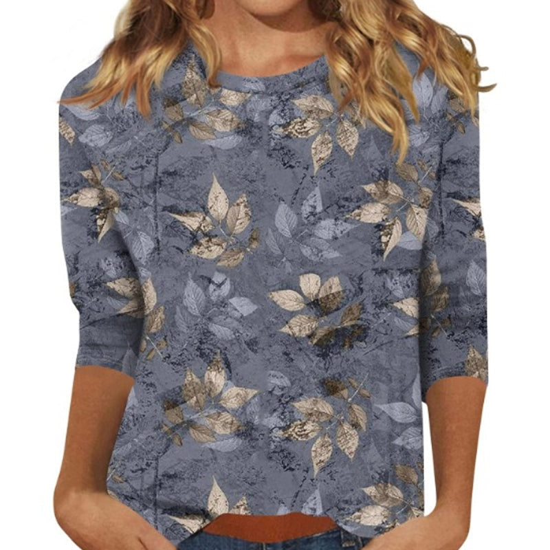 📢📢50%Rabatt!!!🎉✨Damen T-Shirt mit modischem Print & Rundhalsausschnitt