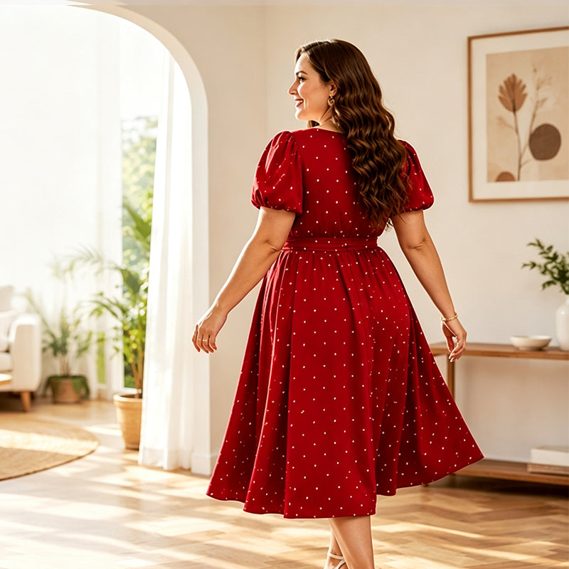 📢📢50%Rabatt!!!🎉✨Polka-Dot-Kleid für Damen in Übergröße