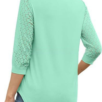 📢📢50%Rabatt!!!🎉✨Lässiges Damen-Top mit V-Ausschnitt & 3/4-Ärmeln aus Spitze