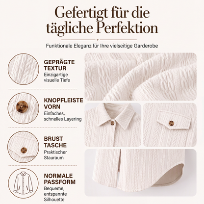 📢📢50%Rabatt!!!🎉✨Strukturiertes Langarm-Hemd für Damen mit Knopfleiste