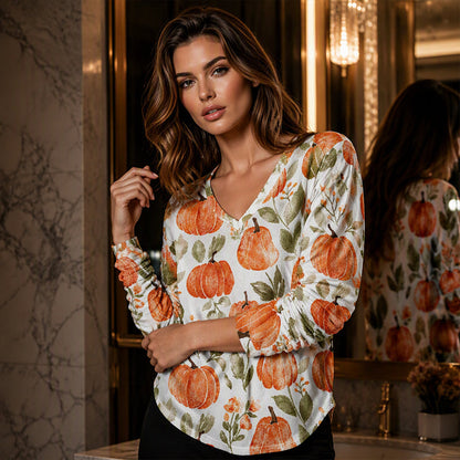 📣📣50%Rabatt!!!🎉✨V-Ausschnitt-Strick-Top mit Print – Leichter Stoff, atmungsaktiv & vielseitig kombinierbar – Ideal für Frühling, Herbst & entspannte Stunden