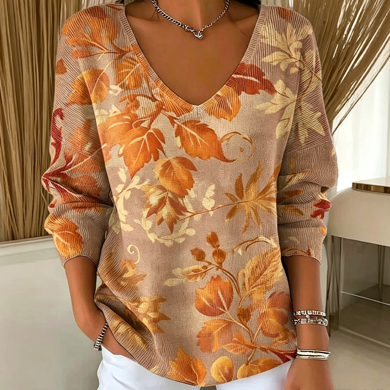 📣📣50%Rabatt!!!🎉✨V-Ausschnitt-Strick-Top mit Print – Leichter Stoff, atmungsaktiv & vielseitig kombinierbar – Ideal für Frühling, Herbst & entspannte Stunden