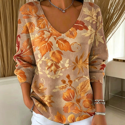 📣📣50%Rabatt!!!🎉✨V-Ausschnitt-Strick-Top mit Print – Leichter Stoff, atmungsaktiv & vielseitig kombinierbar – Ideal für Frühling, Herbst & entspannte Stunden
