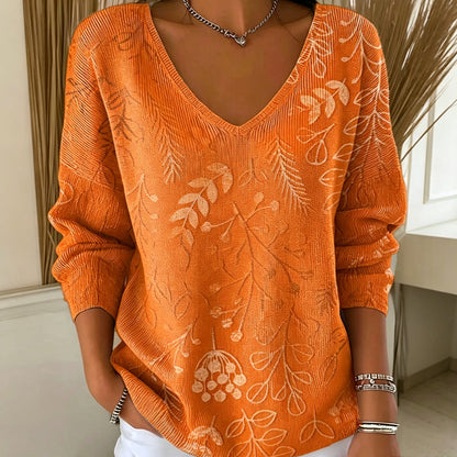 📣📣50%Rabatt!!!🎉✨V-Ausschnitt-Strick-Top mit Print – Leichter Stoff, atmungsaktiv & vielseitig kombinierbar – Ideal für Frühling, Herbst & entspannte Stunden