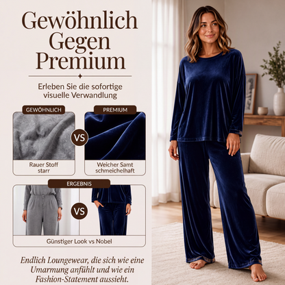 📢📢50%Rabatt!!!🎉✨Samt-Set für Damen – Langarm-Oberteil & weit geschnittene Hose