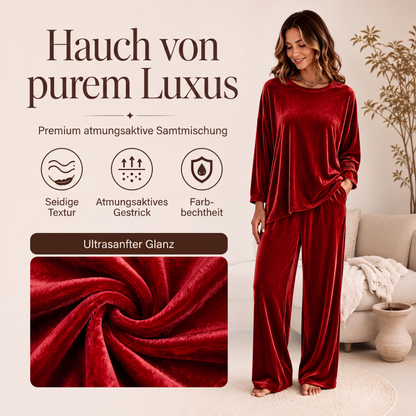 📢📢50%Rabatt!!!🎉✨Samt-Set für Damen – Langarm-Oberteil & weit geschnittene Hose