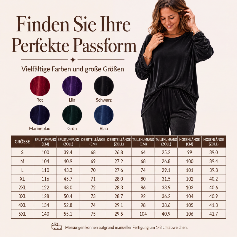 📢📢50%Rabatt!!!🎉✨Samt-Set für Damen – Langarm-Oberteil & weit geschnittene Hose
