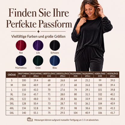 📢📢50%Rabatt!!!🎉✨Samt-Set für Damen – Langarm-Oberteil & weit geschnittene Hose