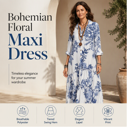 📣📣50%Rabatt!!!🎉✨Maxikleid mit Blumenprint – Leichter Stoff, bequemer Sitz & vielseitig kombinierbar – Ideal für Frühling, Sommer & entspannte Stunden versandfrei