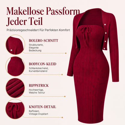 📢📢50%Rabatt!!!🎉✨Geripptes Damen-Bodycon-Kleid mit kurz geschnittener Strickjacke – Figurbetonter Look, weicher Rippstrick & perfekt aufeinander abgestimmt – Ideal für Partys, Dates & besondere Anlässe