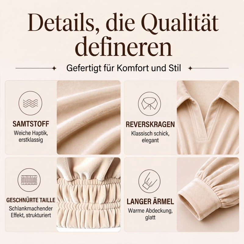 📢📢50%Rabatt!!!🎉✨Samt-Oberteil mit V-Ausschnitt, langem Ärmel & Kragen für Damen