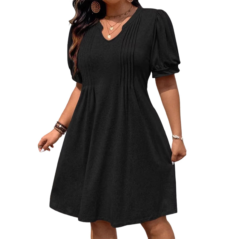 📢📢50%Rabatt!!!🎉✨Elegantes Damenkleid mit Puffärmeln und V-Ausschnitt