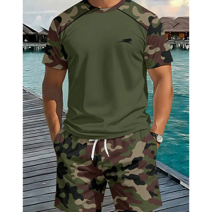 📢📢50%Rabatt!!!🎉✨Herren-Casual-Set: Camouflage-Kurzarmhemd und Shorts