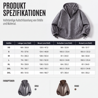 📢📢50%Rabatt!!!🎉✨Herren Vintage-gewaschenes Kapuzenoberteil mit Halbreißverschluss