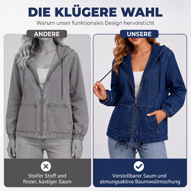📢📢50%Rabatt!!!🎉✨Legere Kapuzenjacke mit Reißverschluss für Damen