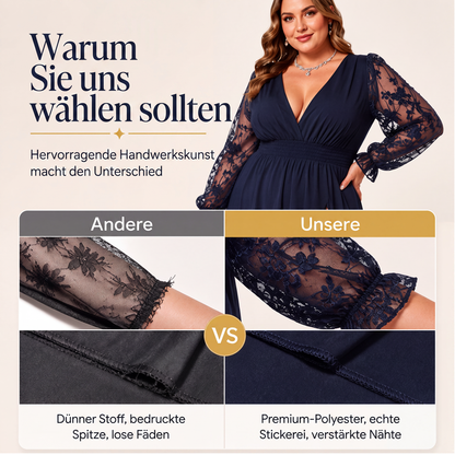 📢📢50%Rabatt!!!🎉✨Elegantes Damen-Maxikleid mit V-Ausschnitt und Spitzenapplikationen