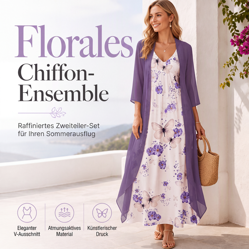 📢📢50%Rabatt!!!🎉✨Damen Boho-Blumenmaxikleid & Strandüberwurf-Set