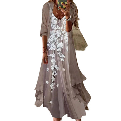 📢📢50%Rabatt!!!🎉✨Damen Boho-Blumenmaxikleid & Strandüberwurf-Set
