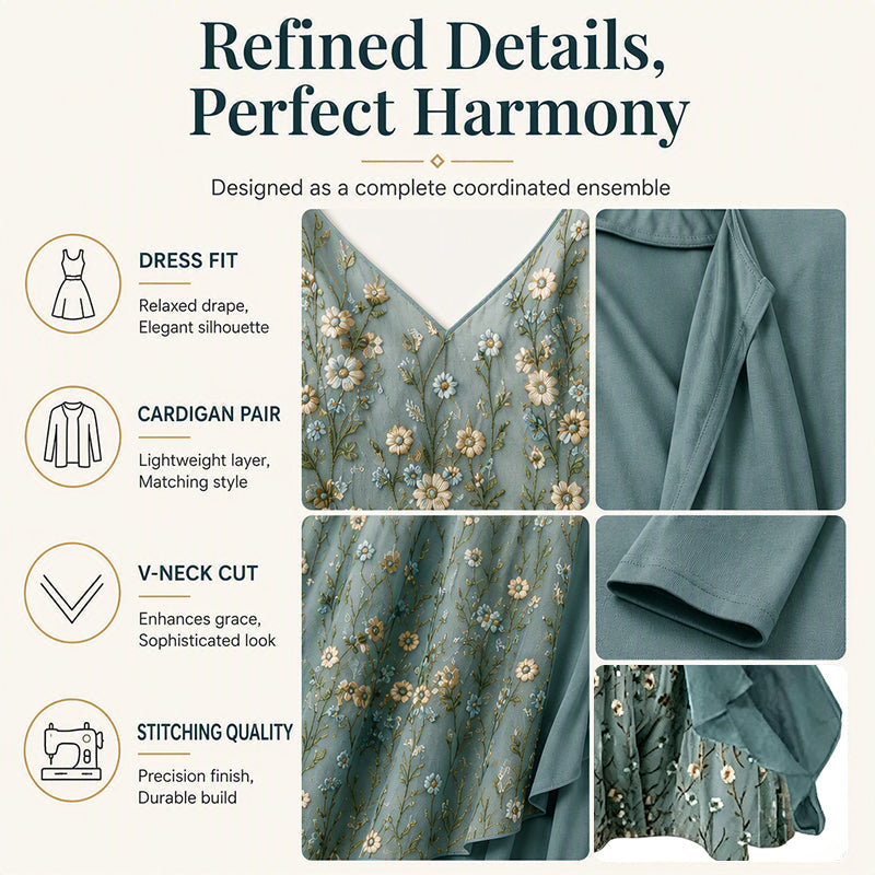 📣📣50%Rabatt!!!🎉✨Camisole-Kleid mit Cardigan im Set