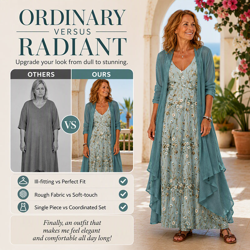📣📣50%Rabatt!!!🎉✨Camisole-Kleid mit Cardigan im Set