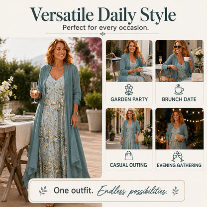📣📣50%Rabatt!!!🎉✨Camisole-Kleid mit Cardigan im Set