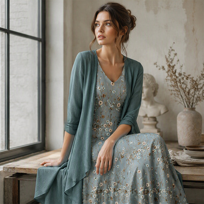 📣📣50%Rabatt!!!🎉✨Camisole-Kleid mit Cardigan im Set