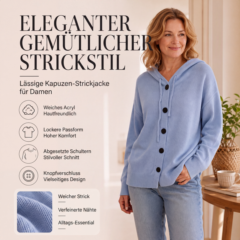 📢📢50%Rabatt!!!🎉✨Damen-Strickcardigan mit Kapuze – Kuscheliger Strick, lässiger Look & vielseitig kombinierbar – Perfekt für Alltag, Freizeit & gemütliche Stunden