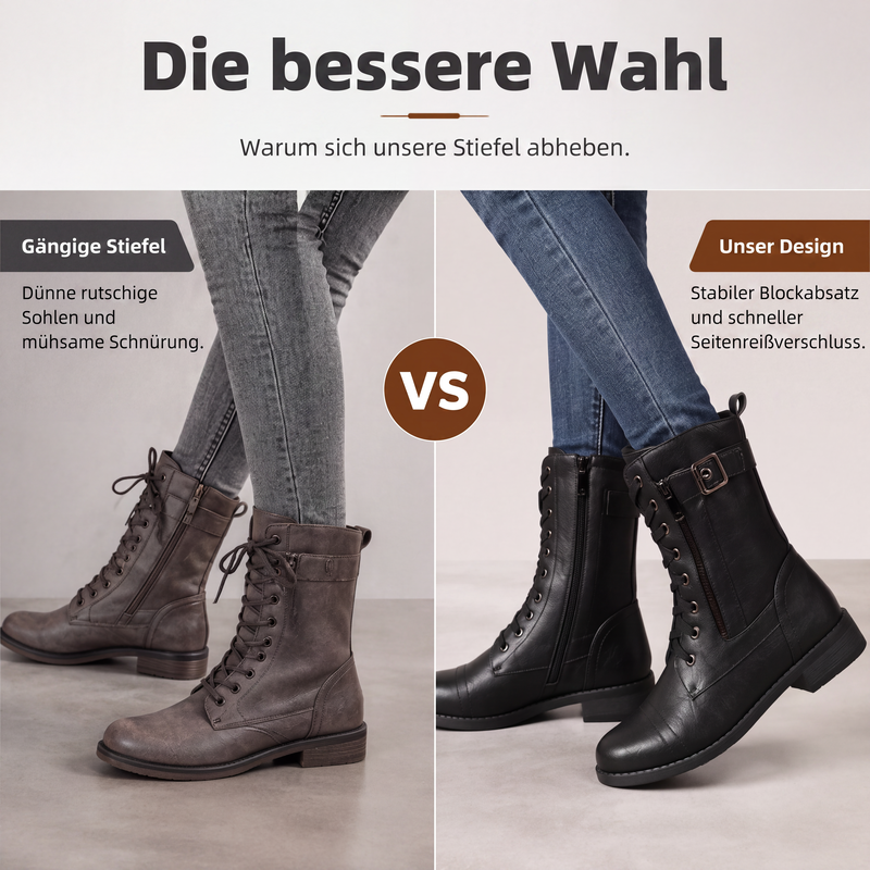 📢📢50%Rabatt!!!🎉✨Damen-Martinistiefel mit runder Zehenpartie & klobigem Absatz – Robuster Look, bequemer Sitz & vielseitig kombinierbar – Perfekt für Alltag, Freizeit & coole Auftritte