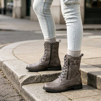 📢📢50%Rabatt!!!🎉✨Damen-Martinistiefel mit runder Zehenpartie & klobigem Absatz – Robuster Look, bequemer Sitz & vielseitig kombinierbar – Perfekt für Alltag, Freizeit & coole Auftritte