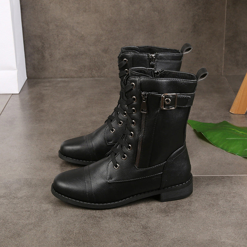 📢📢50%Rabatt!!!🎉✨Damen-Martinistiefel mit runder Zehenpartie & klobigem Absatz – Robuster Look, bequemer Sitz & vielseitig kombinierbar – Perfekt für Alltag, Freizeit & coole Auftritte