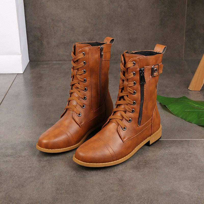 📢📢50%Rabatt!!!🎉✨Damen-Martinistiefel mit runder Zehenpartie & klobigem Absatz – Robuster Look, bequemer Sitz & vielseitig kombinierbar – Perfekt für Alltag, Freizeit & coole Auftritte
