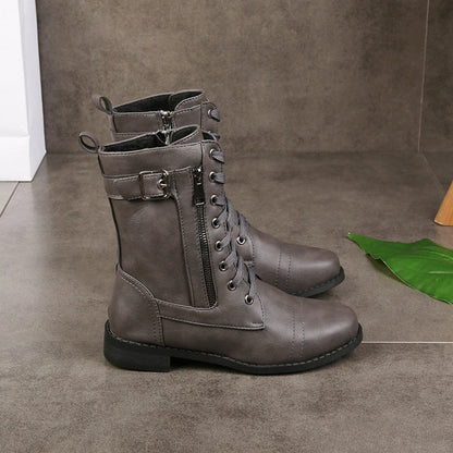 📢📢50%Rabatt!!!🎉✨Damen-Martinistiefel mit runder Zehenpartie & klobigem Absatz – Robuster Look, bequemer Sitz & vielseitig kombinierbar – Perfekt für Alltag, Freizeit & coole Auftritte