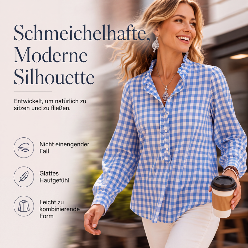 🌪️ Dieser Artikel fliegt raus – der Bestand schmilzt minütlich! Damen Freizeit-Langarmhemd mit Karomuster und Rüschen