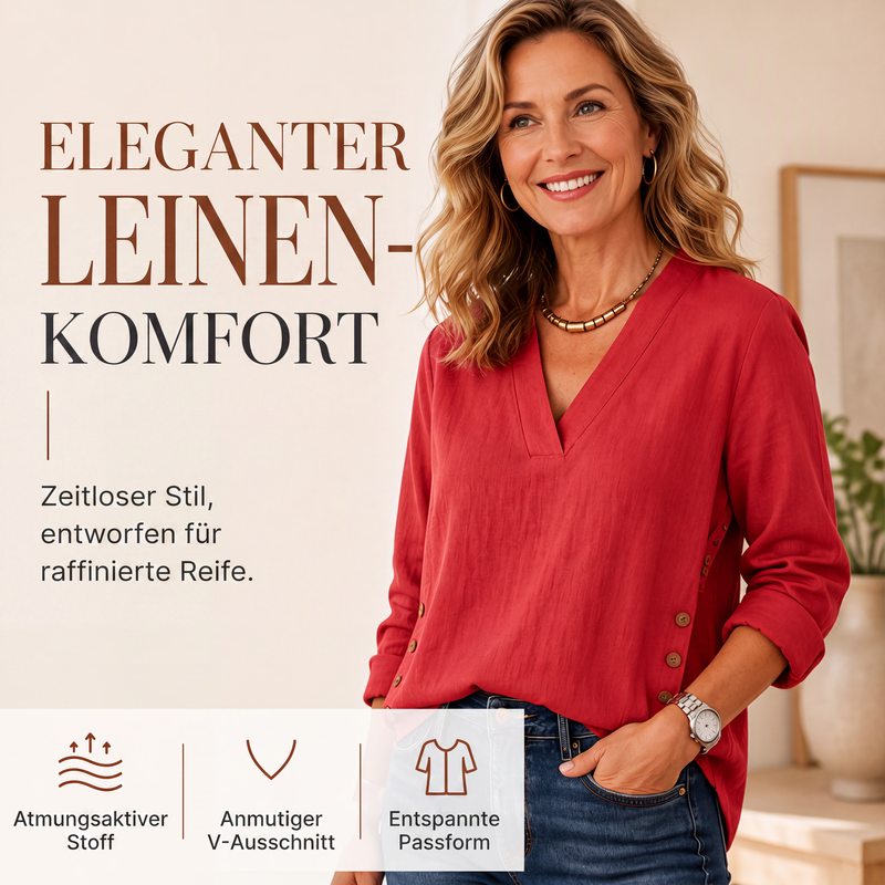 👥 Über 80.000 Käufer haben bereits zugeschlagen! Legeres V-Ausschnitt-Oberteil für Damen in lockerer Passform