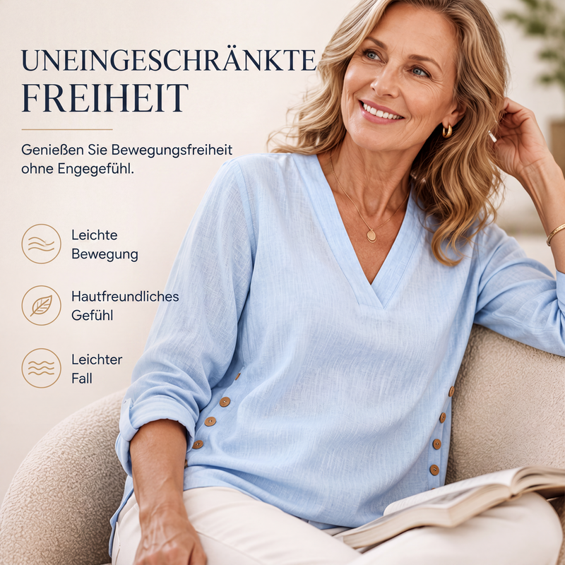 👥 Über 80.000 Käufer haben bereits zugeschlagen! Legeres V-Ausschnitt-Oberteil für Damen in lockerer Passform
