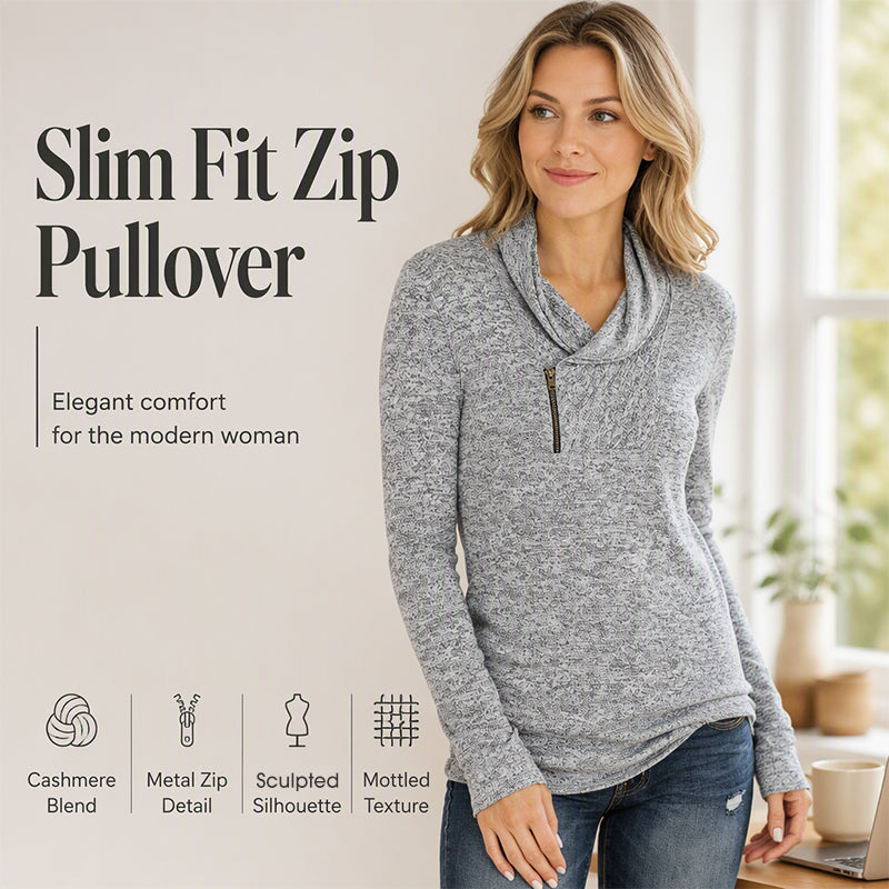 📣📣50%Rabatt!!!🎉✨Sweatshirt mit Schalkragen & Reißverschluss